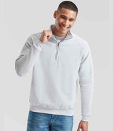 Fruit of the Loom Classic Zip Neck Sweatshirt | Heather Grey thumbnail 1