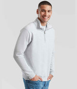 Fruit of the Loom Classic Zip Neck Sweatshirt | Heather Grey thumbnail 3