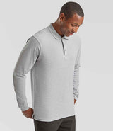 Fruit of the Loom Premium Long Sleeve Cotton Piqué Polo Shirt | Athletic Heather thumbnail 3
