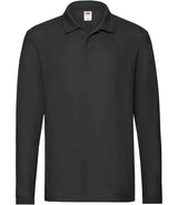 Fruit of the Loom Premium Long Sleeve Cotton Piqué Polo Shirt | Black thumbnail 4