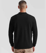 Fruit of the Loom Premium Long Sleeve Cotton Piqué Polo Shirt | Black thumbnail 2