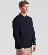 Fruit of the Loom Premium Long Sleeve Cotton Piqué Polo Shirt | Deep Navy thumbnail 3