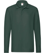 Fruit of the Loom Premium Long Sleeve Cotton Piqué Polo Shirt | Forest Green thumbnail 4