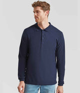 Fruit of the Loom Premium Long Sleeve Cotton Piqué Polo Shirt | Navy thumbnail 1