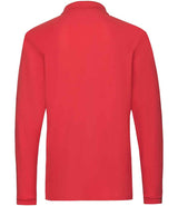 Fruit of the Loom Premium Long Sleeve Cotton Piqué Polo Shirt | Red thumbnail 5