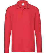 Fruit of the Loom Premium Long Sleeve Cotton Piqué Polo Shirt | Red thumbnail 4
