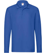Fruit of the Loom Premium Long Sleeve Cotton Piqué Polo Shirt | Royal Blue thumbnail 4