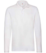 Fruit of the Loom Premium Long Sleeve Cotton Piqué Polo Shirt | White thumbnail 3