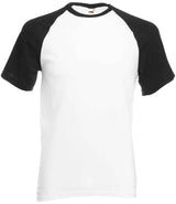Fruit of the Loom Contrast Baseball T-Shirt | White/Black thumbnail 4