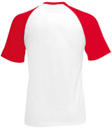 Fruit of the Loom Contrast Baseball T-Shirt | White/Red thumbnail 5