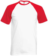 Fruit of the Loom Contrast Baseball T-Shirt | White/Red thumbnail 4