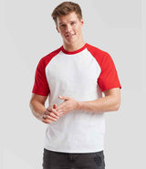Fruit of the Loom Contrast Baseball T-Shirt | White/Red thumbnail 1
