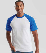 Fruit of the Loom Contrast Baseball T-Shirt | White/Royal Blue thumbnail 1