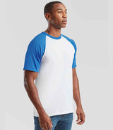 Fruit of the Loom Contrast Baseball T-Shirt | White/Royal Blue thumbnail 3