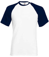 Fruit of the Loom Contrast Baseball T-Shirt | White/Deep Navy thumbnail 4