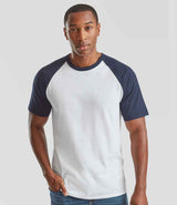 Fruit of the Loom Contrast Baseball T-Shirt | White/Deep Navy thumbnail 1