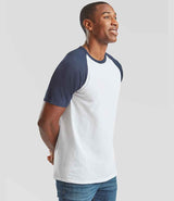 Fruit of the Loom Contrast Baseball T-Shirt | White/Deep Navy thumbnail 3