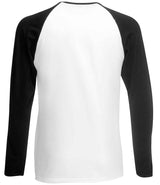 Fruit of the Loom Contrast Long Sleeve Baseball T-Shirt | White/Black thumbnail 5