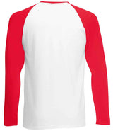 Fruit of the Loom Contrast Long Sleeve Baseball T-Shirt | White/Red thumbnail 5