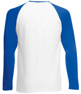 Fruit of the Loom Contrast Long Sleeve Baseball T-Shirt | White/Royal Blue thumbnail 5