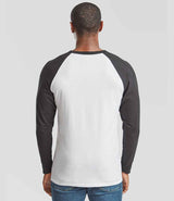 Fruit of the Loom Contrast Long Sleeve Baseball T-Shirt | White/Black thumbnail 2