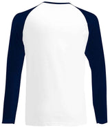 Fruit of the Loom Contrast Long Sleeve Baseball T-Shirt | White/Deep Navy thumbnail 5