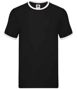 Fruit of the Loom Contrast Ringer T-Shirt | Black/White thumbnail 4