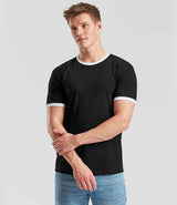 Fruit of the Loom Contrast Ringer T-Shirt | Black/White thumbnail 1
