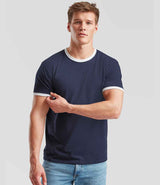 Fruit of the Loom Contrast Ringer T-Shirt | Navy/White thumbnail 1