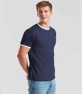 Fruit of the Loom Contrast Ringer T-Shirt | Navy/White thumbnail 3