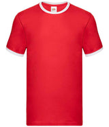 Fruit of the Loom Contrast Ringer T-Shirt | Red/White thumbnail 4