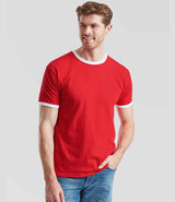 Fruit of the Loom Contrast Ringer T-Shirt | Red/White thumbnail 1