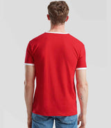 Fruit of the Loom Contrast Ringer T-Shirt | Red/White thumbnail 2
