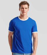 Fruit of the Loom Contrast Ringer T-Shirt | Royal Blue/White thumbnail 1