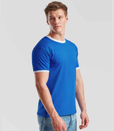 Fruit of the Loom Contrast Ringer T-Shirt | Royal Blue/White thumbnail 3