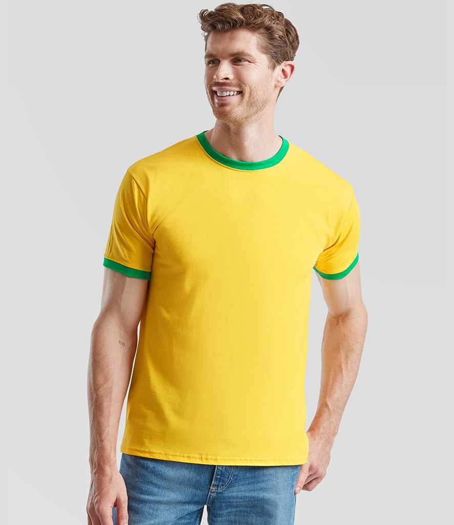 Fruit of the Loom Contrast Ringer T-Shirt | Sunflower/Kelly Green