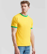 Fruit of the Loom Contrast Ringer T-Shirt | Sunflower/Kelly Green thumbnail 3