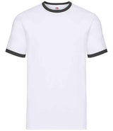 Fruit of the Loom Contrast Ringer T-Shirt | White/Black thumbnail 4