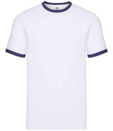 Fruit of the Loom Contrast Ringer T-Shirt | White/Navy thumbnail 4