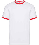 Fruit of the Loom Contrast Ringer T-Shirt | White/Red thumbnail 4