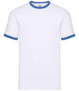 Fruit of the Loom Contrast Ringer T-Shirt | White/Royal Blue thumbnail 4