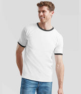 Fruit of the Loom Contrast Ringer T-Shirt | White/Black thumbnail 1