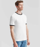 Fruit of the Loom Contrast Ringer T-Shirt | White/Black thumbnail 3