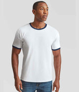 Fruit of the Loom Contrast Ringer T-Shirt | White/Navy thumbnail 1