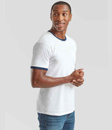 Fruit of the Loom Contrast Ringer T-Shirt | White/Navy thumbnail 3