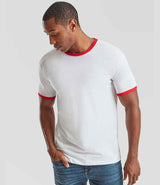 Fruit of the Loom Contrast Ringer T-Shirt | White/Red thumbnail 1