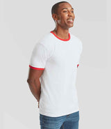 Fruit of the Loom Contrast Ringer T-Shirt | White/Red thumbnail 3