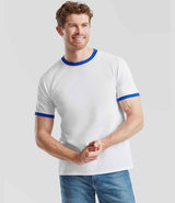 Fruit of the Loom Contrast Ringer T-Shirt | White/Royal Blue thumbnail 1