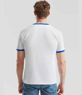 Fruit of the Loom Contrast Ringer T-Shirt | White/Royal Blue thumbnail 2