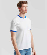 Fruit of the Loom Contrast Ringer T-Shirt | White/Royal Blue thumbnail 3